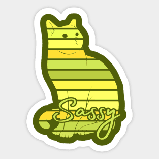 Yellow Sassy Cat Art Sticker